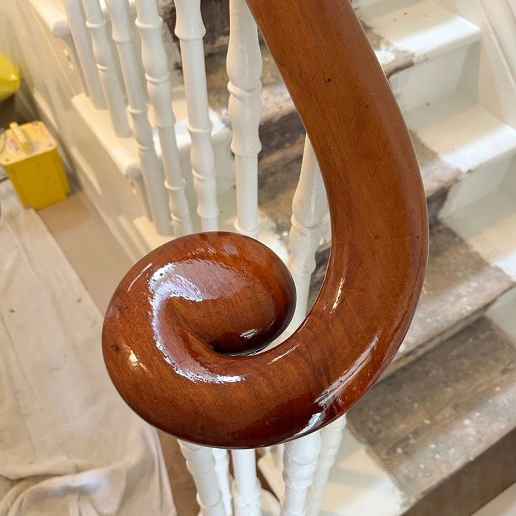 Mahogany handrail gloss lacquered