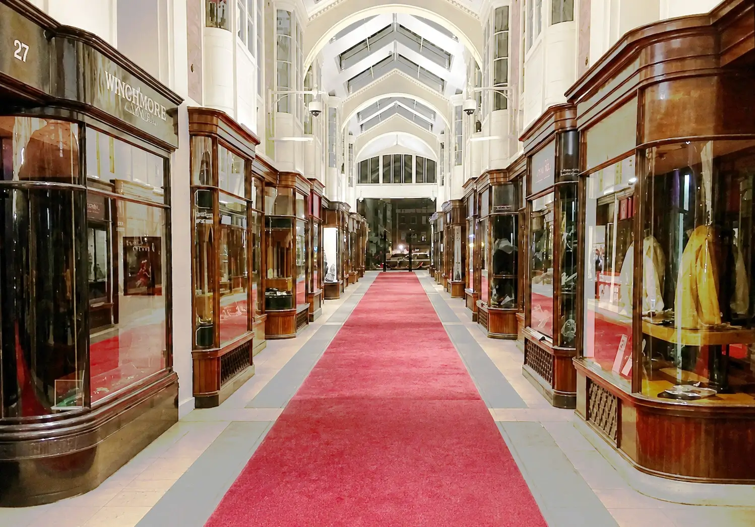 Shop fronts refurbished at Burlington Arcade, Westminster, London