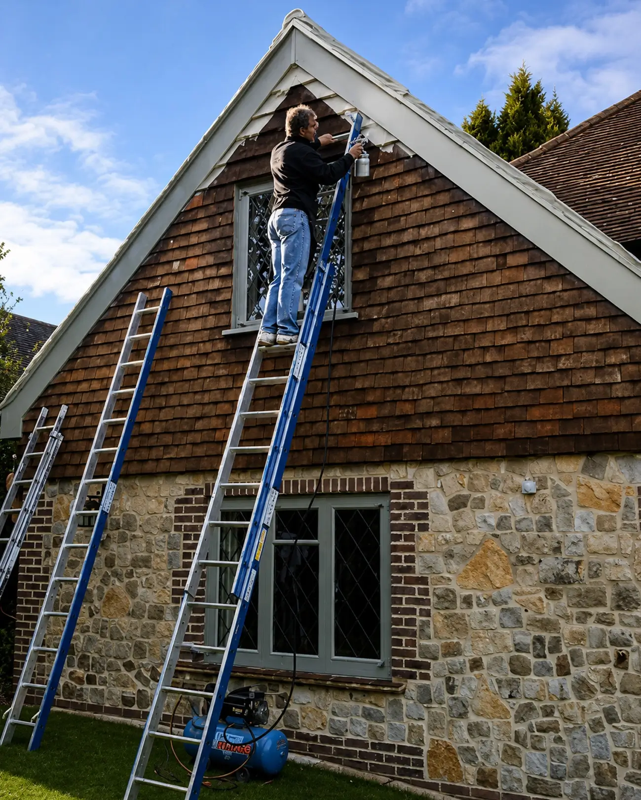 Exterior fascia prepared & spray paint finish